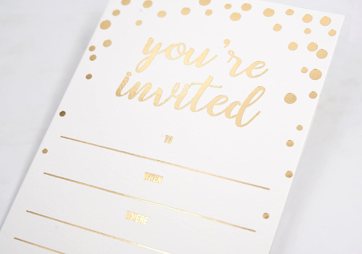 50 Pack Invitation Card - Elegant Greeting Cards ‘’You are Invited’’ in Gold Foil Letters – for Wedding, Bridal Shower, Baby Shower, Birthday Invitations - 52 Kraft Envelopes Included - 4" x 6"