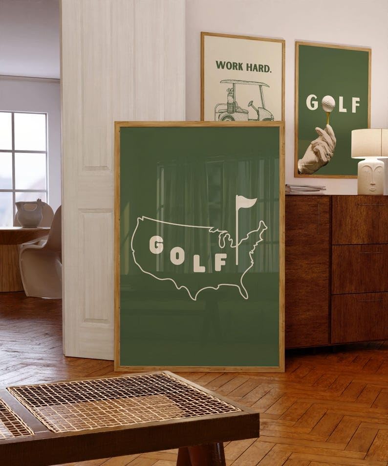 USA Golf Poster, Vintage American Golf Course Wall Art Print, Retro Sports Decor with Golf Ball Design, Stylish Golf Wall Decor for Home, Office, or Man Cave (Unframed) (20x30)