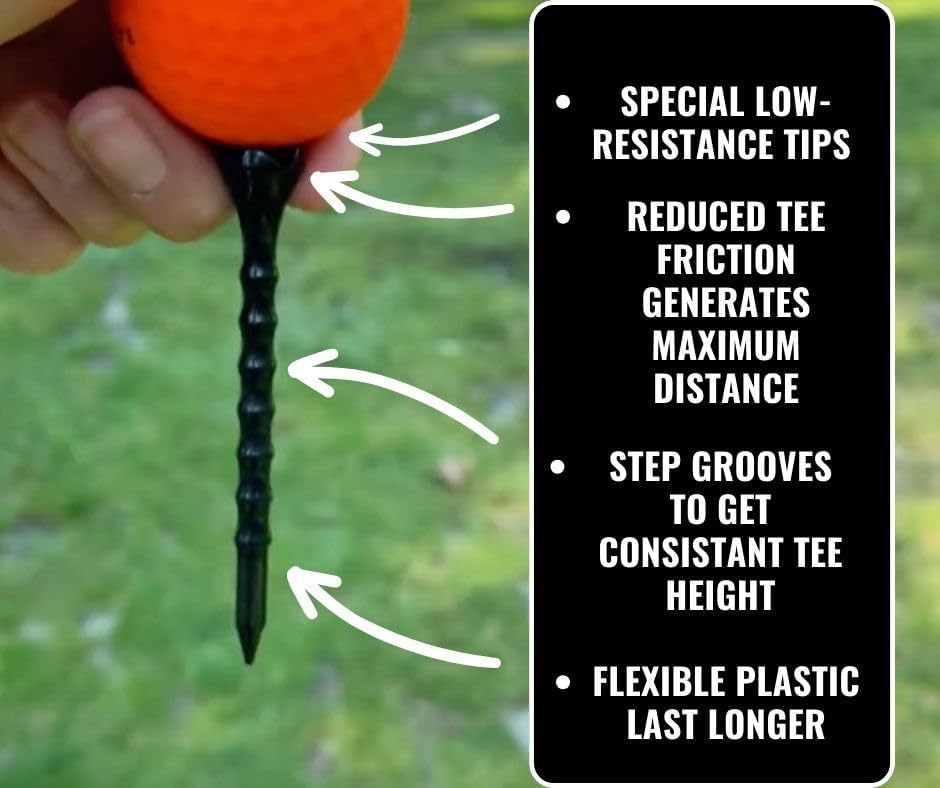 AIRGLO Pro T1 Unbreakable Golf Tees, Premium Plastic Golf Tees