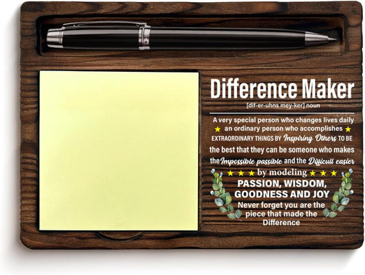 Difference Maker Gifts for Women Men, Appreciation Gift for Boss Coworkers Mentor Leader Employees, Difference Maker Definition Sticky Note Holder Office Cubicle Decor