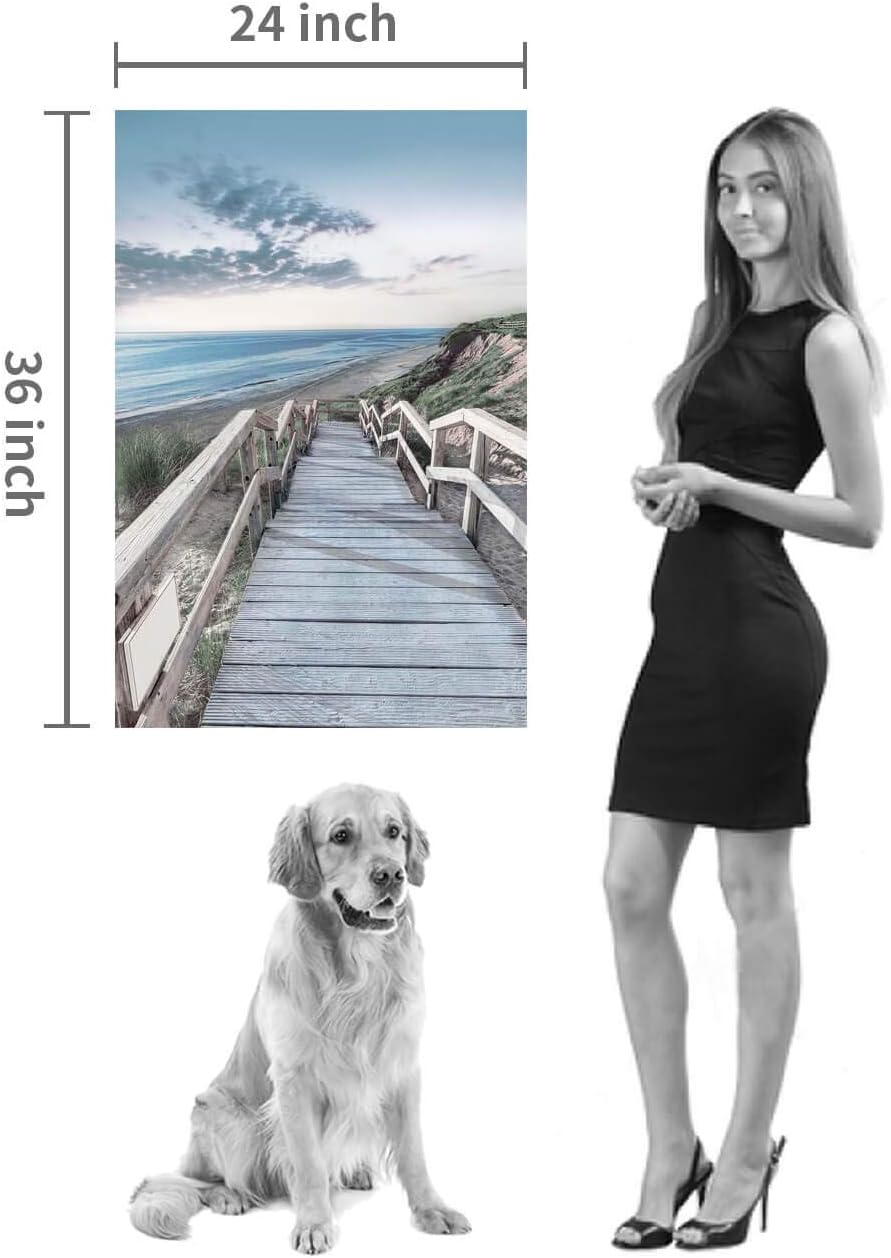 Beachside Wooden Path Wall Art: Bridge Boardwalk Stair Graphic Art on Wrapped Canvas for Wall Decor (24''x36'')