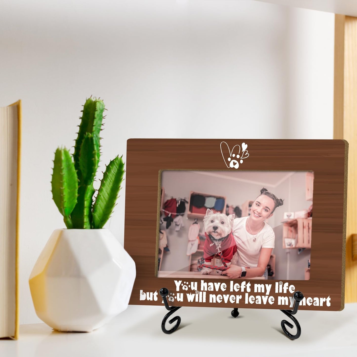 Memorial Picture Frame, Wooden Photo Frame with Stand, Sympathy Gifts for Loss of Loved One for Mom Dad Grandma Grandpa, Home Office Desk Decor Photo Frame Tabletop Display -xk30
