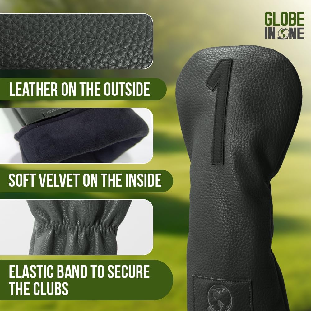 Premium Golf Club Head Covers Set of 4 Fits Drivers Fairways Hybrids 1, 3, 5 and X