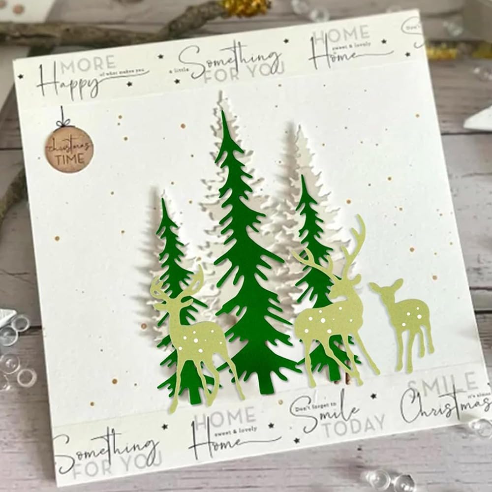 Lapoo Metal Cutting Die for Scrapbooking, 3D Backgrounds Frame New Cutting Dies DIY Album Card Making Decor Paper Metal Die Cuts Party Wedding Decorations (Christmas Numbers and Deer 7.1 x 6.3 in)