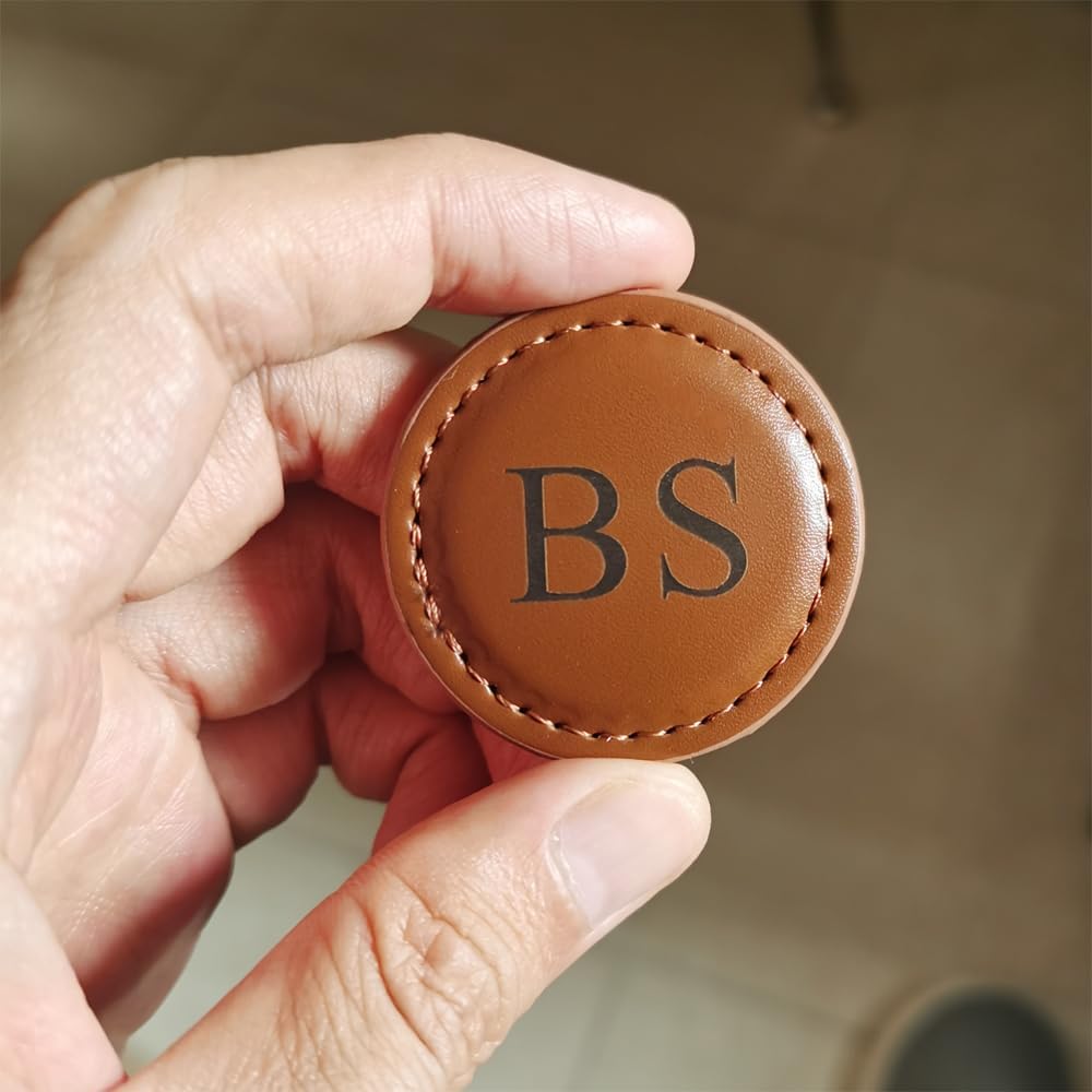 Personalized Golf Ball Markers, (Set of 2) Custom Magnetic Leather Golf Markers, Gift for Men Dad Husband