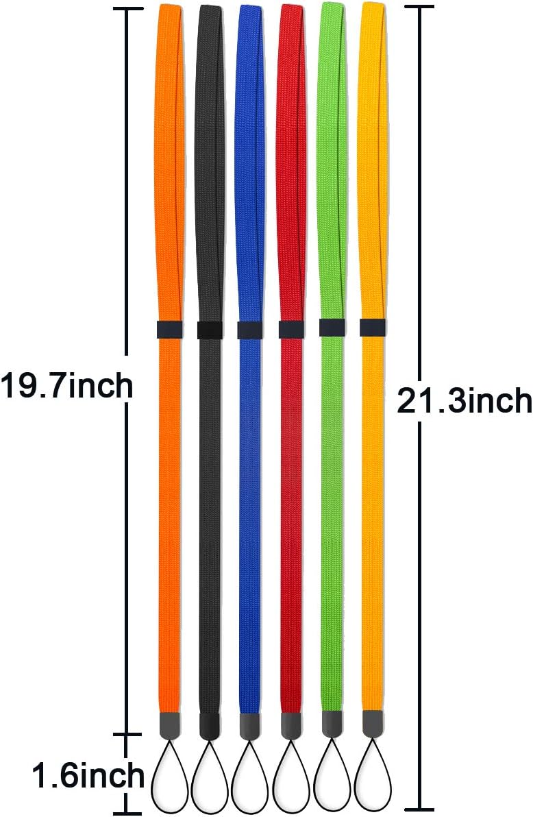 AMUU Neck Lanyard Flat Adjustable 6 Pack 6 Colours,for Walkie-talkie,Cruise,Keys,Pen,Phone,id Badges Holder,Office,Cell Phones,USB,Whistles,iPod,Blue,Black,Green,Red,Orange,Yellow