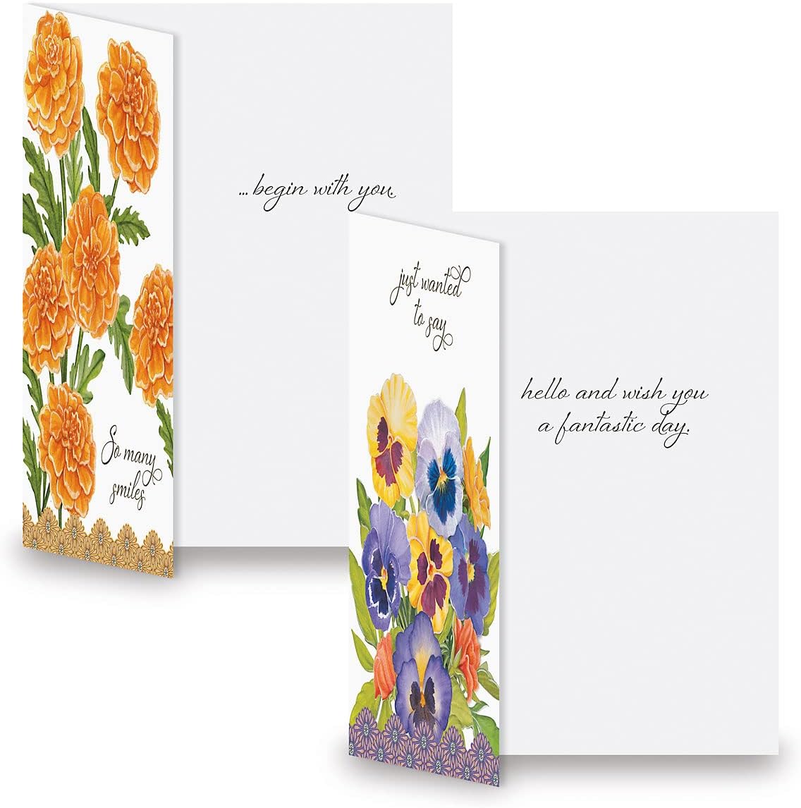 Current Sweet Wishes Thinking of You Friendship Greeting Card Set - Value Pack of 20 Cards With White Envelopes for Friends & Family, 10 Designs, Large 5" x 7" Assortment