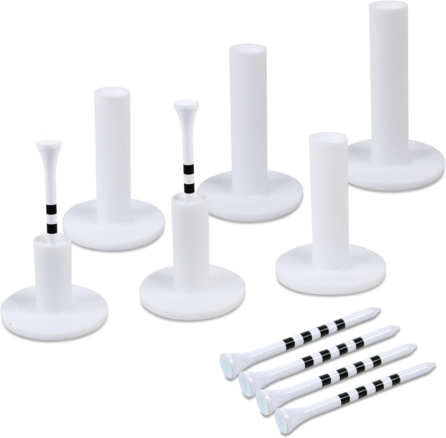 Premium Rubber Golf Tees for Mats Golf Tee Holder for Driving Range Simulator Hitting Mats and Outdoor Training 6 Sizes Rubber Tees & 6pcs 3-1/4 Tees (12 Pcs)