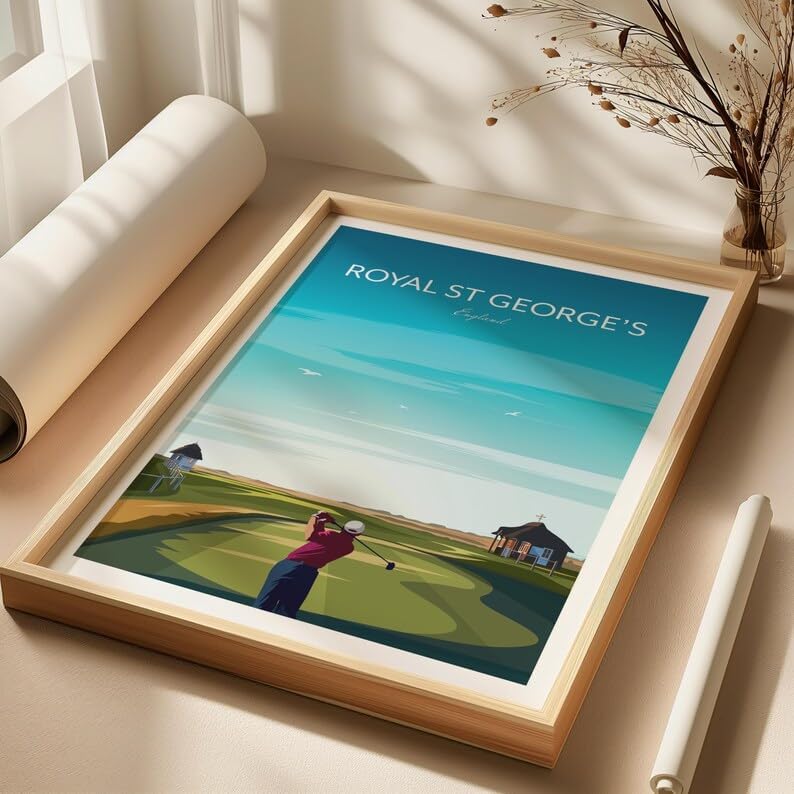 Golf Print Royal St George's - The Open Championship; Royal St George's Golf Poster; England Golf Course Art; British Open Championship Print (Unframed) (27x40)