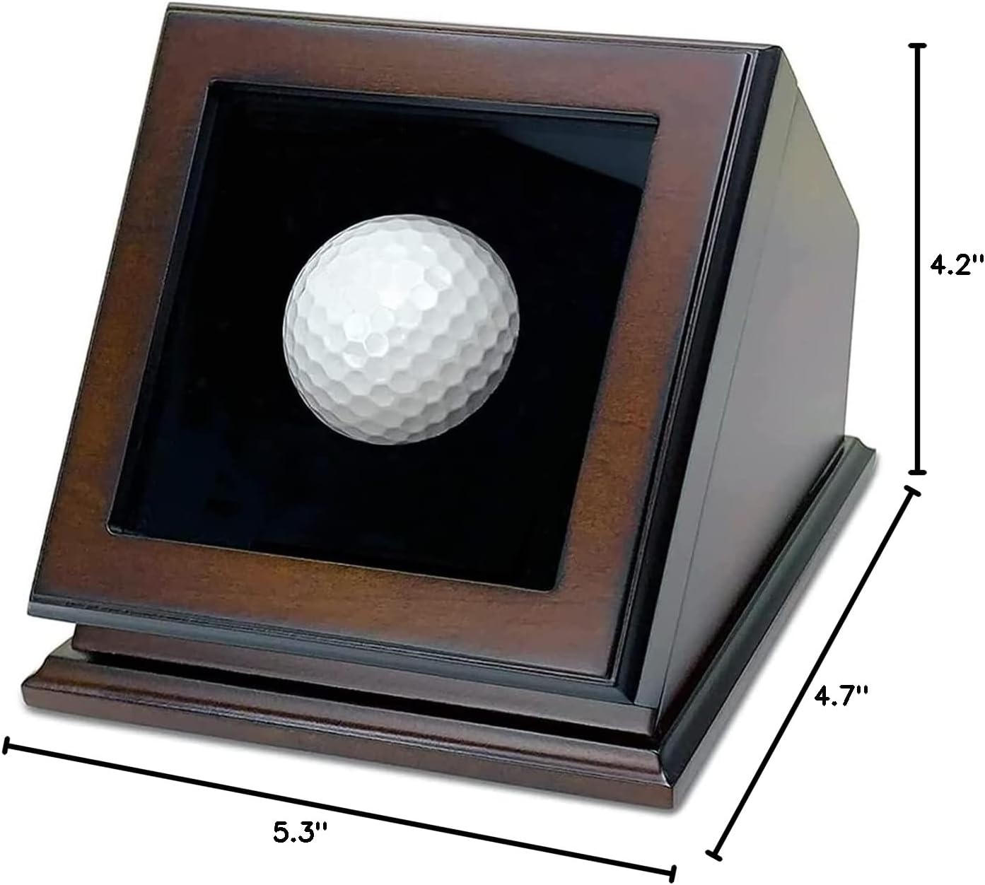 Golf Ball Display Case Hole in One Box - Wood with Glass Lid