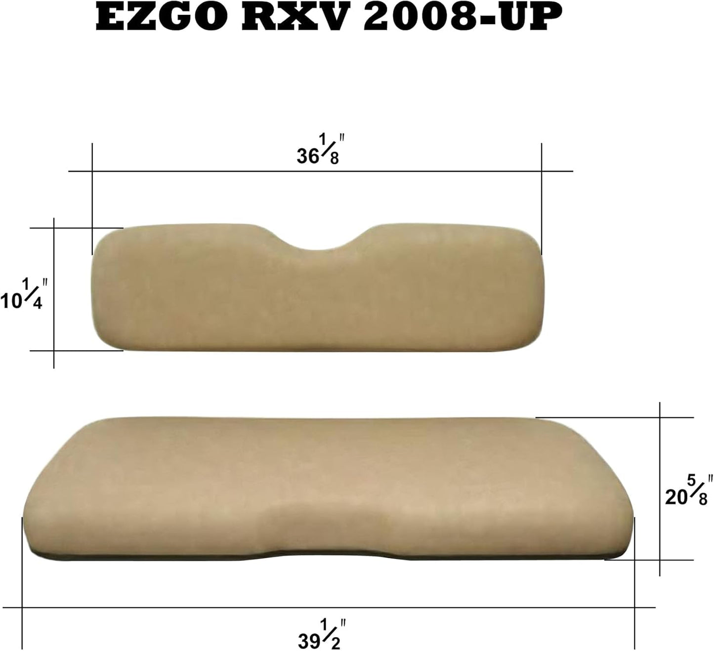 Huskey Parts Company Golf Cart Seat Cushion for Front Seat Lean Back, Stone Color for EZGO RXV 2008+, Golf Cart Front Seat Replacement with Mounting Hardware