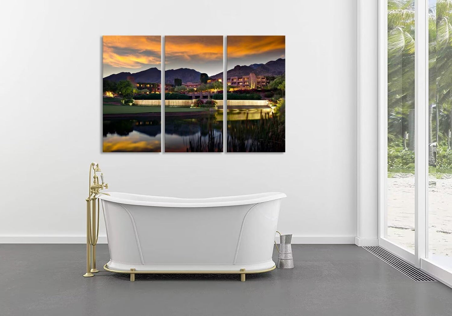 Foothill Mountains Golf Course Wall Art for Living Room Bedroom Home Decorations Golf Course Pictures Posters Wall Decor for Office Canvas Prints Modern Artwork Framed Ready to Hang(28''W x 44''H x3)