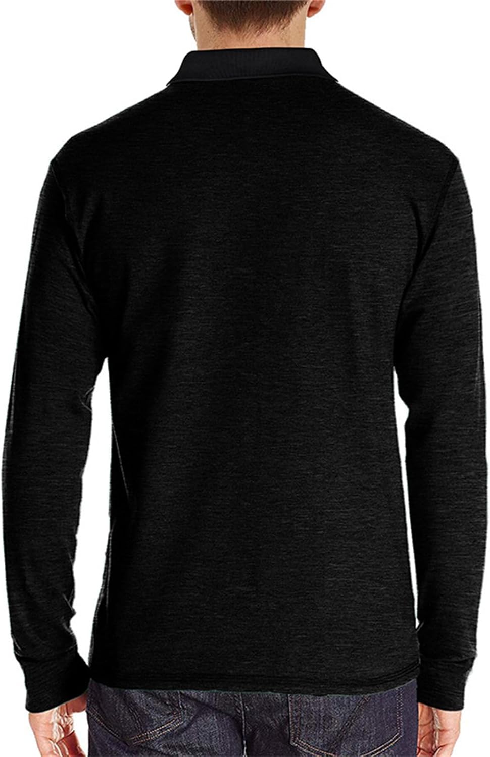 Mens Long Sleeve Polo Shirts Casual Moisture Wicking Golf Polo Shirts with Pocket