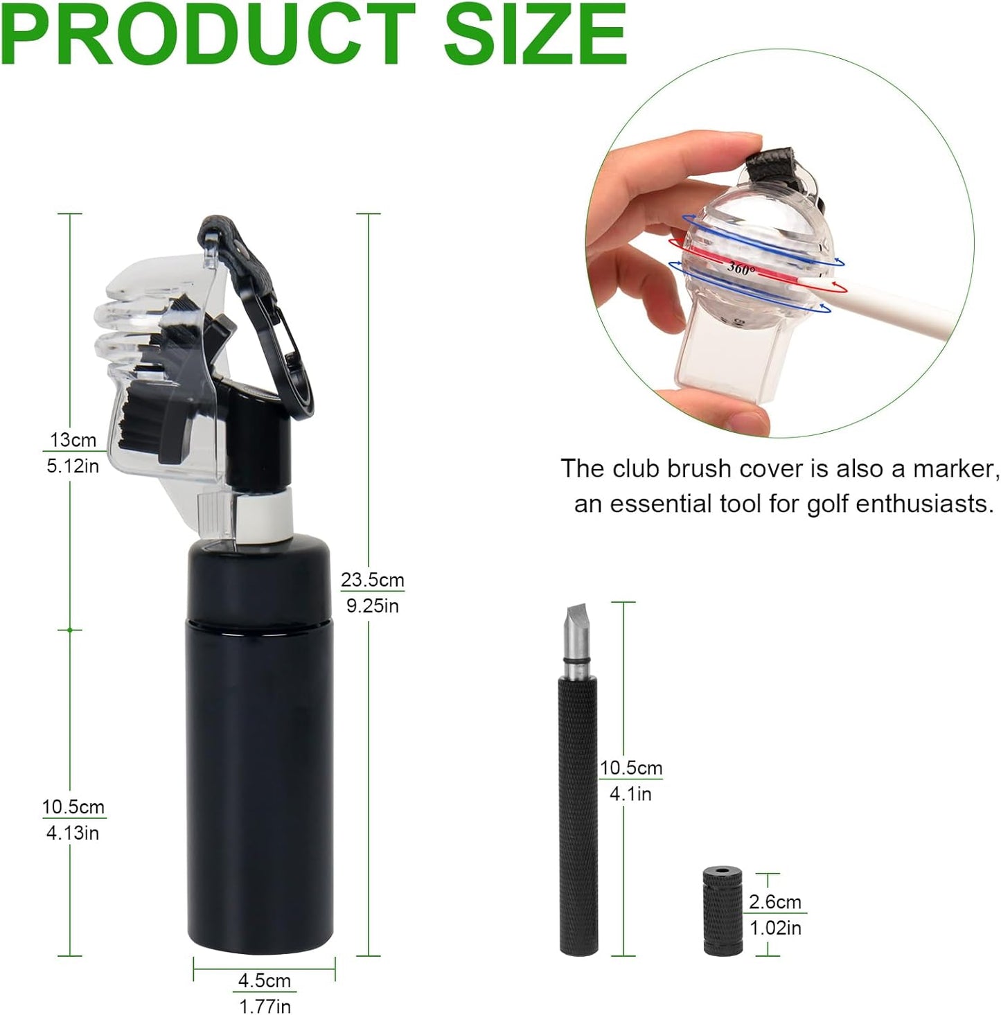Golf Club Cleaner Brush with Golf Groove Sharpener Tool, Retainer Clip & Golf Ball Marker Liner, Hold 4oz of Water Perfect Golf Bag Accessories & Cool Golf Gifts for Men