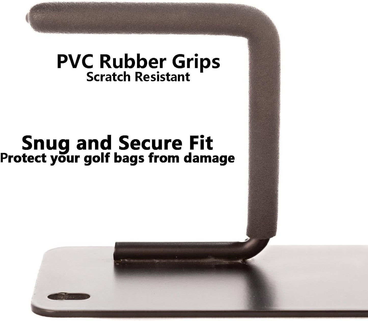 Golf Bag Wall Mount Holder-Golf Bag Holder for Garage,Golf Bag Storage Rack with PVC Rubber Hooks,Heavy Duty Rack with Spray & Dip Coating Finish