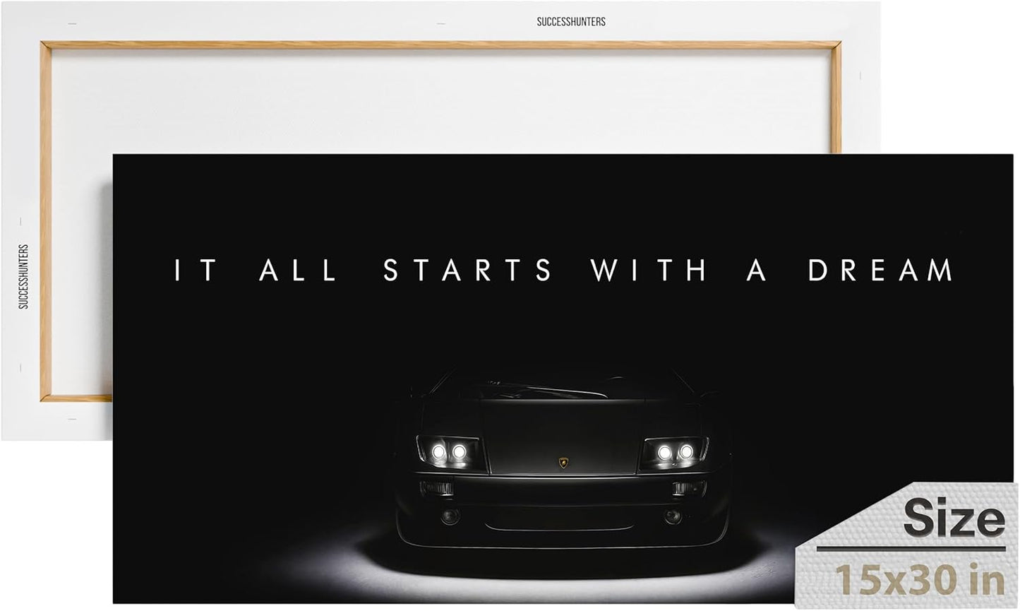 Motivational Wall Art for Office, Super Car Art Canvas, Inspirational Automotive Decor for Lamborghini Diablo Sportscar Lovers, Motivational Wall Decor for Office and Home, Car Poster (15" x 30" in)