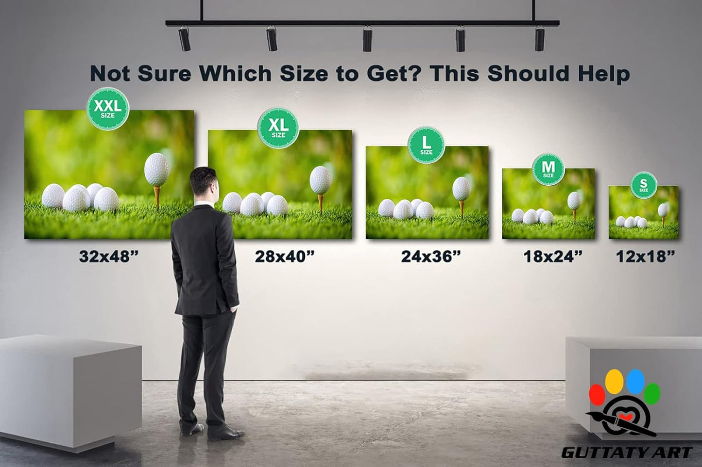 GUTTATY Golf Wall Art, Golf Pictures Posters Canvas Print Wall Decor for Golfer's Man Cave Home Ofice Ready to Hang (24x36 Inches)