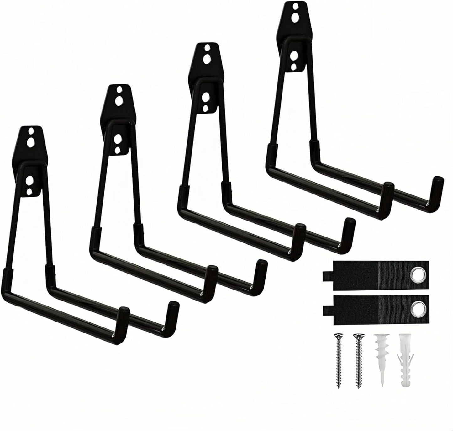 4 Pack Garage Hooks Heavy Duty with Anti-Slip Coating, Steel Utility Ladder Hooks for Hanging Garden Tools, Hoses, Ropes, Bikes and More (7.7in)