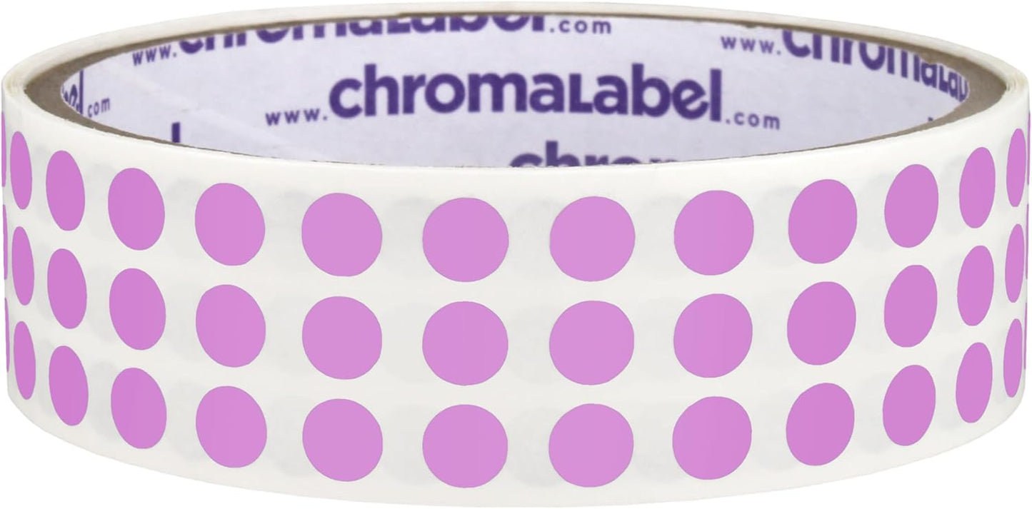 ChromaLabel 0.25 Inch Round Label Permanent Color Code Dot Stickers, 1000 Labels per Roll, Violet
