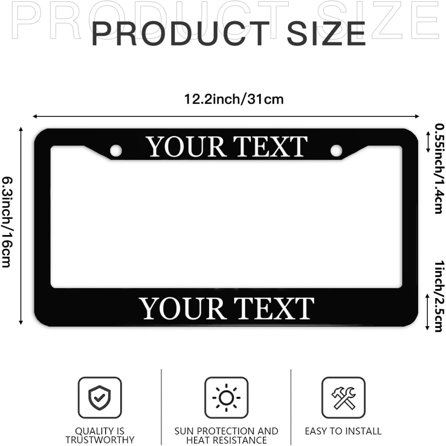 Personalized License Plate Frame， Custom License Plate Holder with Text Photo Logo，Customized Aluminum Metal Car Tag 12"X6"