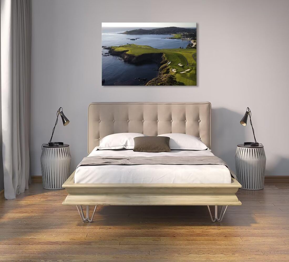 Pebble Beach Golf Course Wall Art Pictures - Pebble Beach Wall Art for Living Room Bedroom Bathroom Home Decorations Framed Artwork Canvas Prints Ready to Hang(28''H x 44''W)