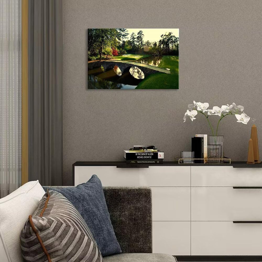 chenchenArt Augusta National Golf Course 12th Hole Wall Art Pictures Golf Club Wall Decor Office Decorations Canvas Artwork for Living Room Bedroom Framed Ready to Hang(28''H x 44''W)