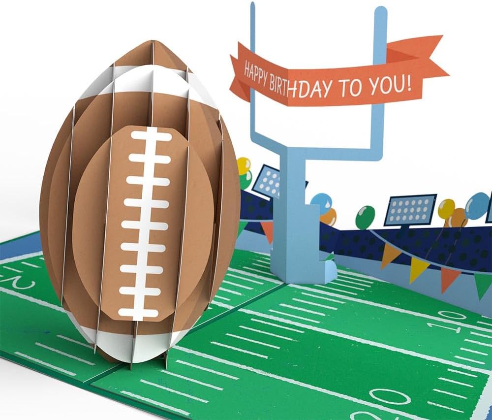 Lovepop Birthday Pop-Up Card for Him - 3D Football Greeting Cards for Boys, Men - Another Birthday Down - 5" x 7" Card - Blank Note Card & Envelope Included