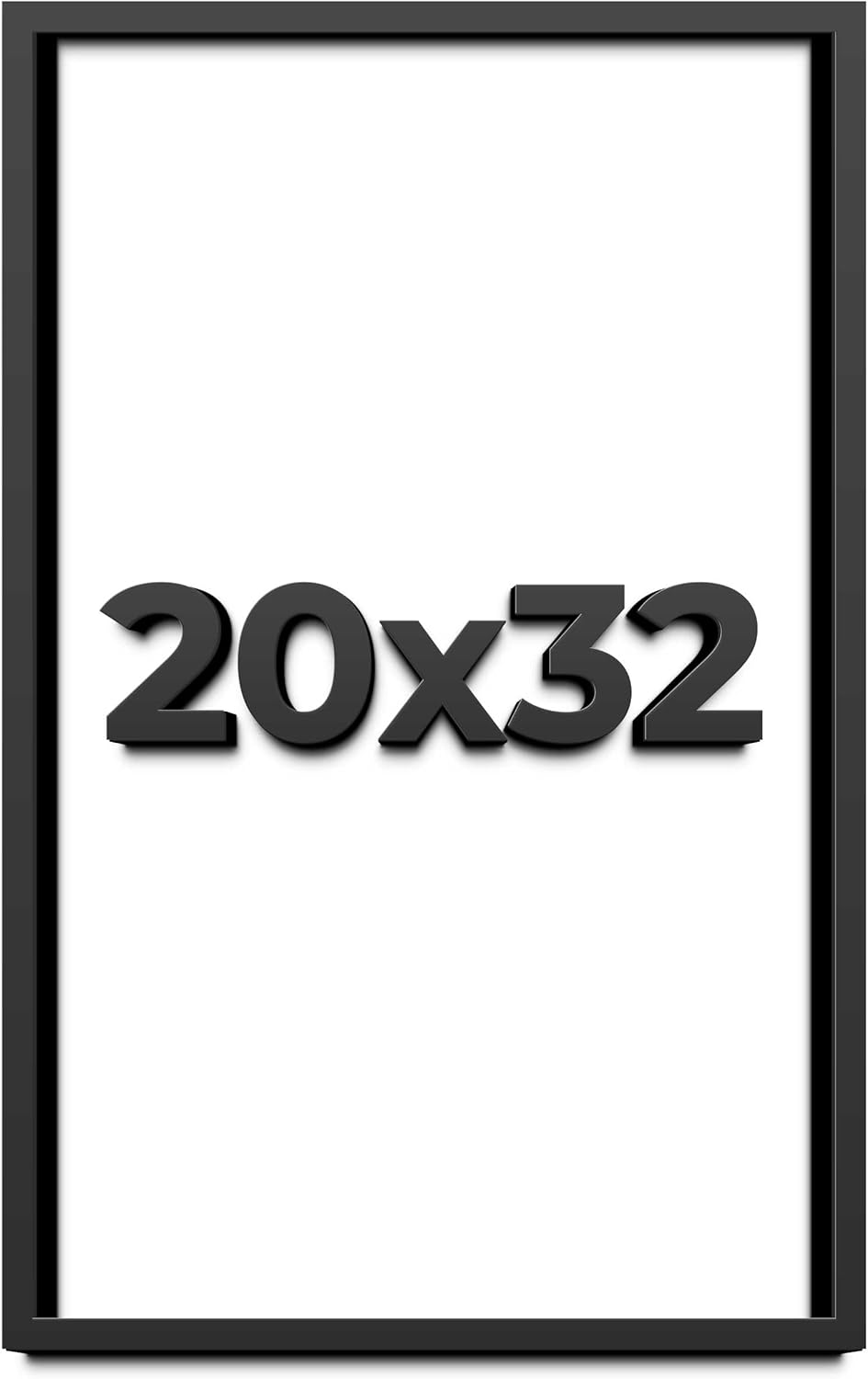 20x32 Shadow Box Black Solid Wood Display Frame with White Acid-Free Backing UV Acrylic & Hanging Hardware - with 3/4" Usable Depth