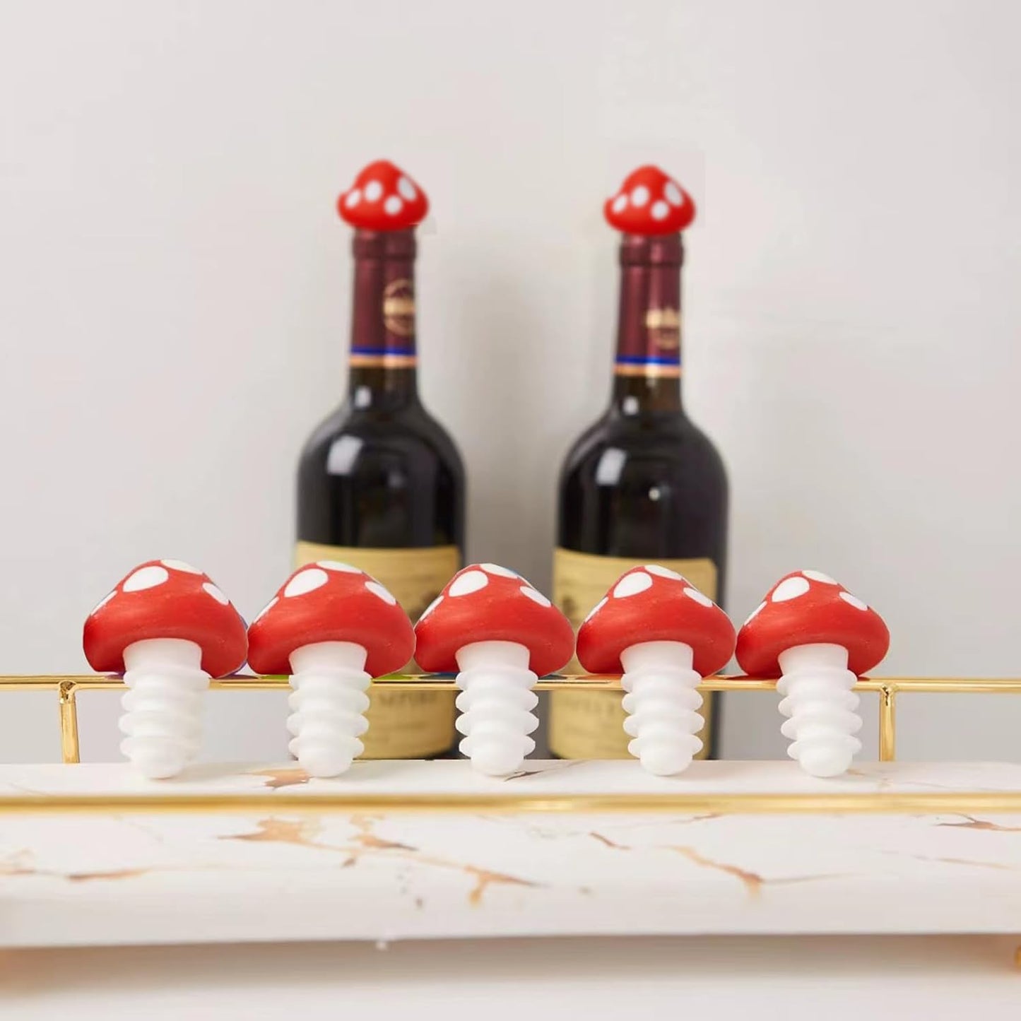 4Pcs Wine Stopper Mushroom Soft Silicone Wine Bottle Stoppers Reusable Leak Proof Bottle Sealer Wine Corks