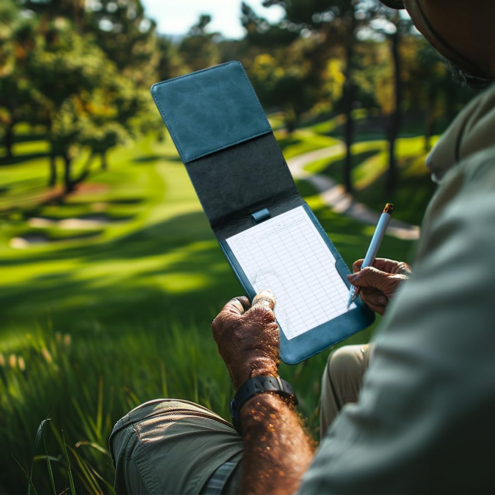 Custom Name Golf Scorecard Holder Leather Personalized Monogram Golf Yardage Book Cover Birthday Gifts 13.78×4.53INCH 5 Colors