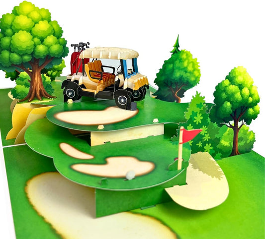4BO Golf Fathers Day Pop Up Card, 3D Golf Birthday Card for Dad for Men, Dad, Husband, Grandpa, Goft Gifts Cards for Congratulations, Thank You, Retirement for Boss, Coworker, Golfer