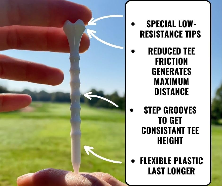 AIRGLO Pro T1 Unbreakable Golf Tees, Premium Plastic Golf Tees