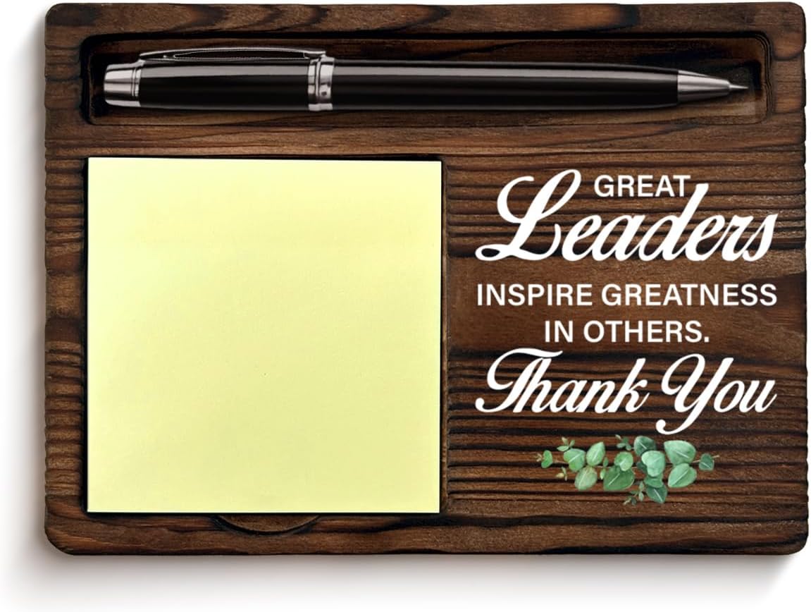 Thank You Leader Gifts Sticky Note Holder Appreciation Gifts for Boss Manager Leader, Leadership Self-Stick Note Pad Holders Home Office Decor