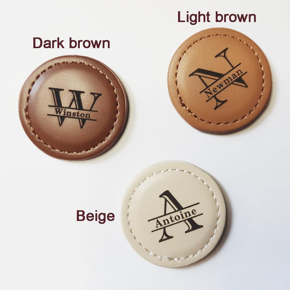 Personalized Golf Ball Markers, (Set of 2) Custom Magnetic Leather Golf Markers, Gift for Men Dad Husband