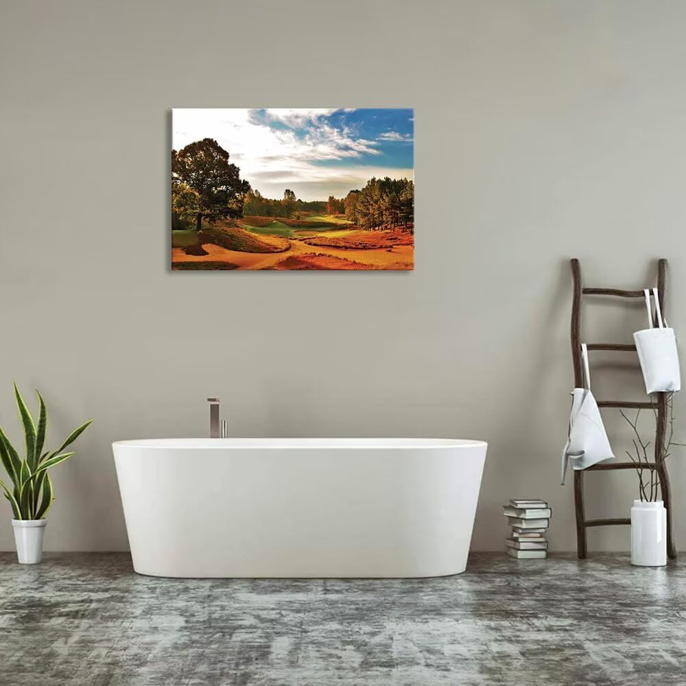 Tobacco Road Golf Course Wall Art for Living Room Bedroom Bathroom Home Decoration North Carolina Golf Course Picture Poster Framed Artwork Golf Canvas Prints Ready to Hang(12''H x 16''W)