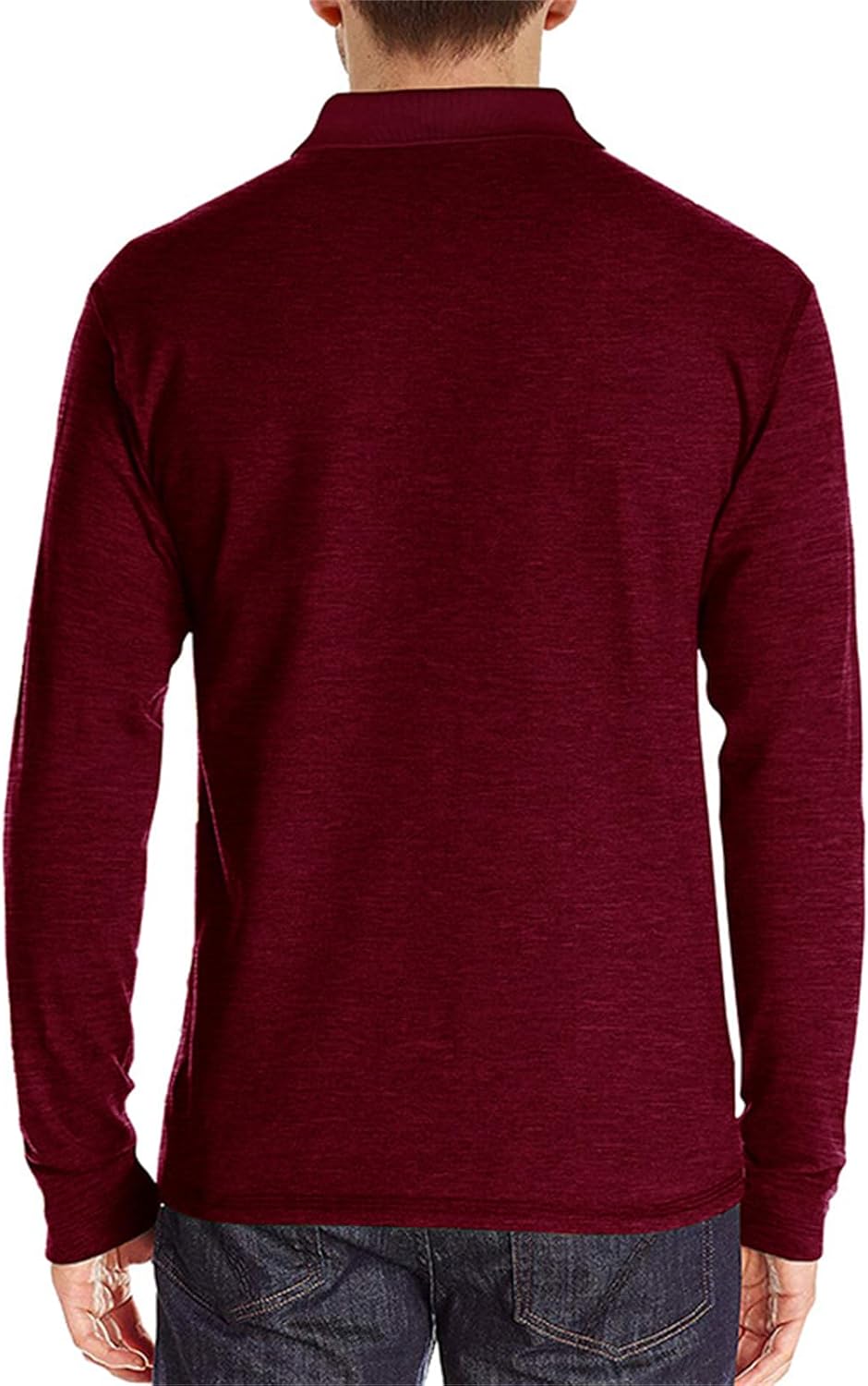 Mens Long Sleeve Polo Shirts Casual Moisture Wicking Golf Polo Shirts with Pocket