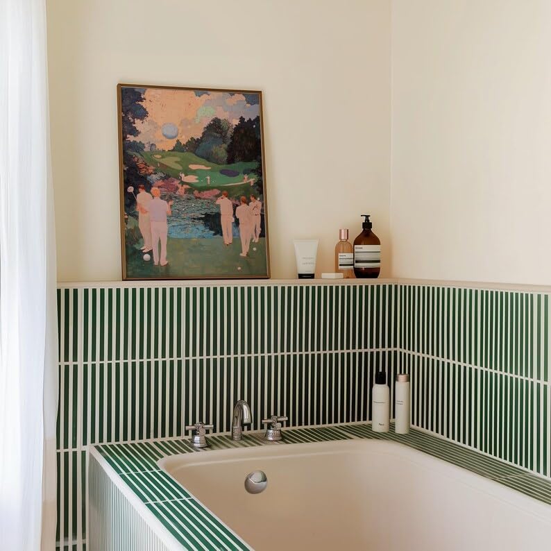 Nationcog Retro Golf Oil Painting Wall Art, Vintage Abstract Sports Print for Bar, Office or Game Room Decor, Masters Course Golfer Artwork with Tee Time Theme (Unframed) (11x14)