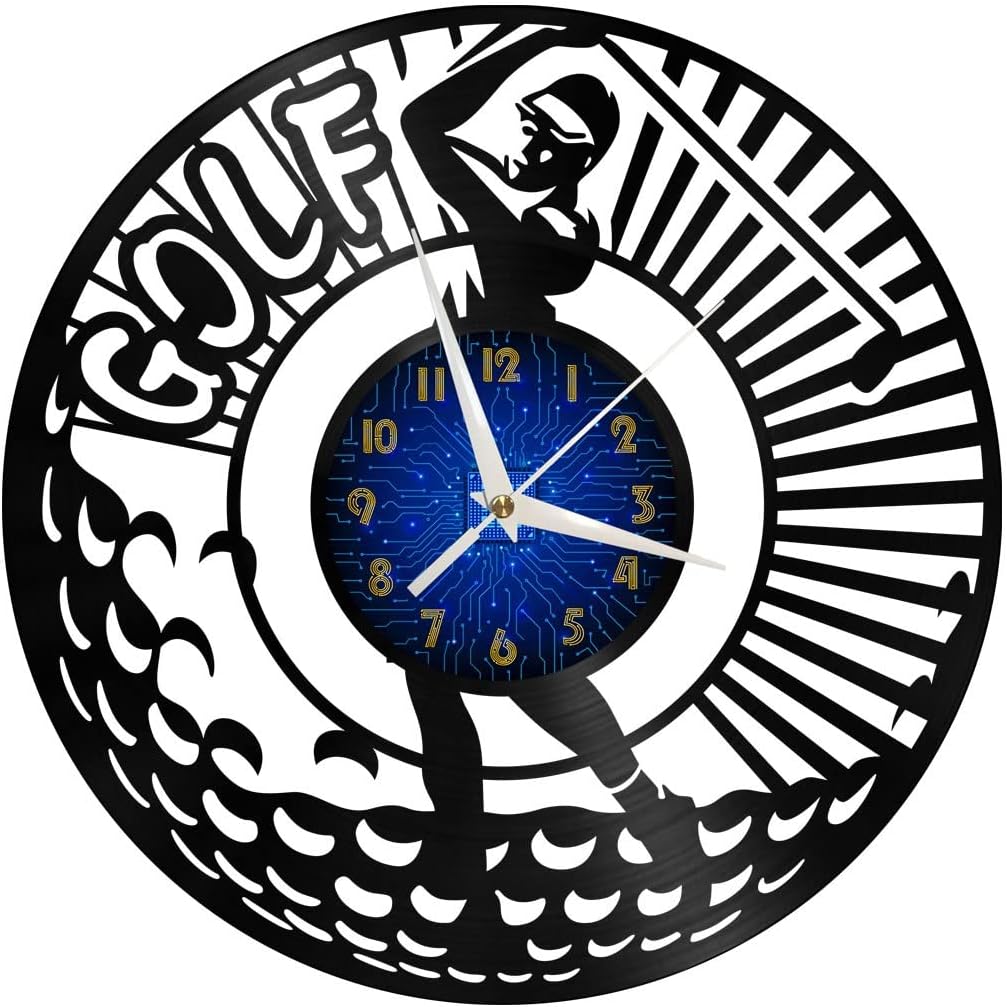 Golf Club 3 12 Inch Vinyl Record Wall Clock - Silent, Creative, and Unique Clock for Living Room, Entryway, or Bedroom Decor Idea(12 inchs B Without LED)