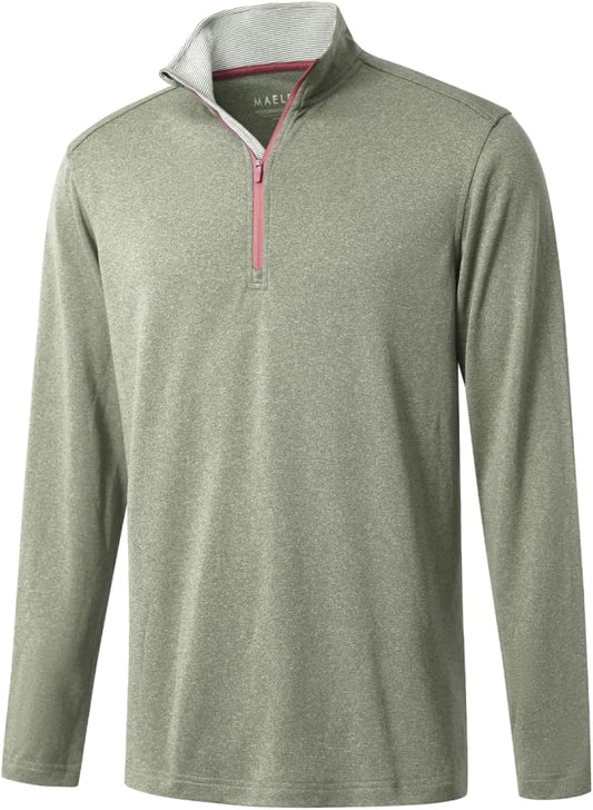 M MAELREG Quarter Zip Golf Pullover Men Dry Fit Long Sleeve Performance Wicking Mock Neck 1/4 Zip Pullover Mens Sweatshirt