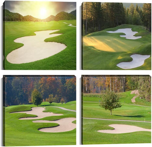 Pankila Golf Course Wall Art Sunrise Golf Landscape Canvas Prints Golf Wall Decor for Living Room Bedroom Bathroom Club Gym Home Decorations Painting Framed Artwork Ready to Hang (20''W x 20''H x 4)