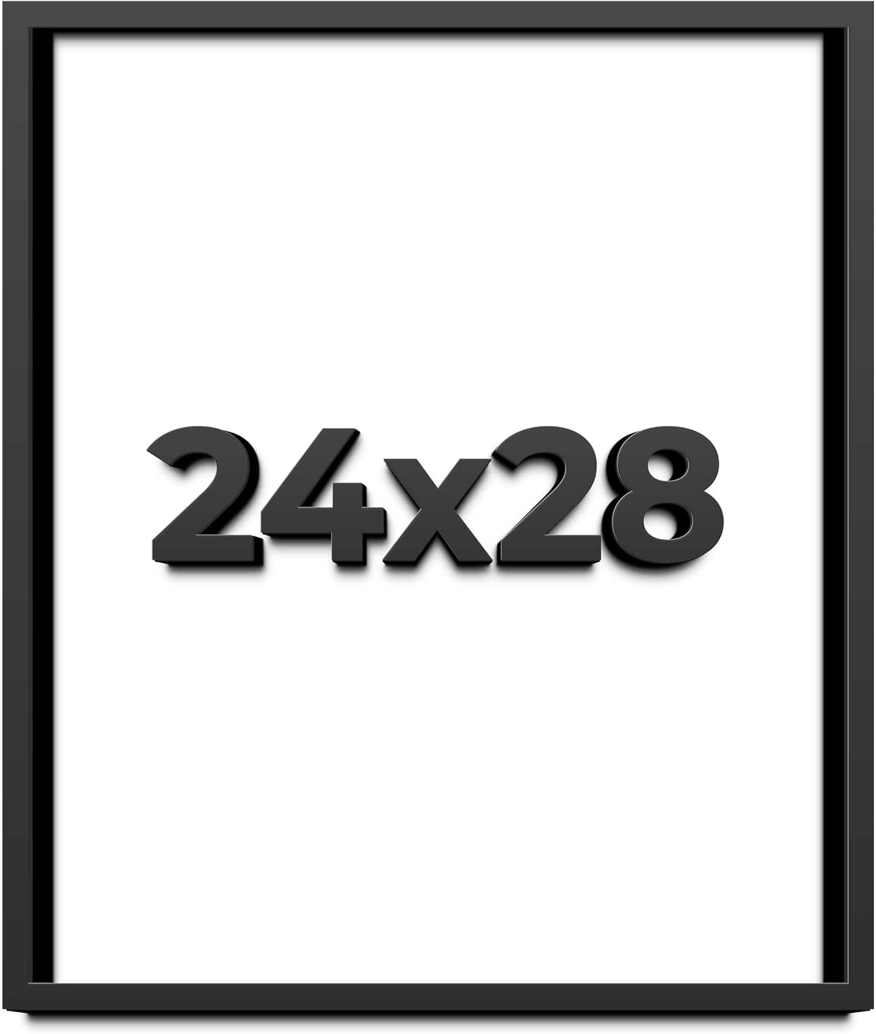 24x28 Shadow Box Black Solid Wood Display Frame with White Acid-Free Backing UV Acrylic & Hanging Hardware - with 3/4" Usable Depth