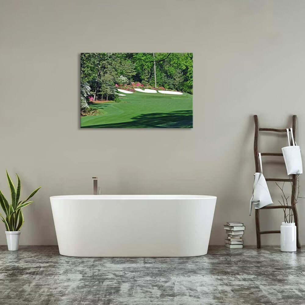 Augusta Golf Course Wall Art for Living Room Bedroom Bathroom Home Decorations Golf Art Golf Course Poster Picture Framed Artwork Canvas Prints Framed Ready to Hang(12''H x 16''W)