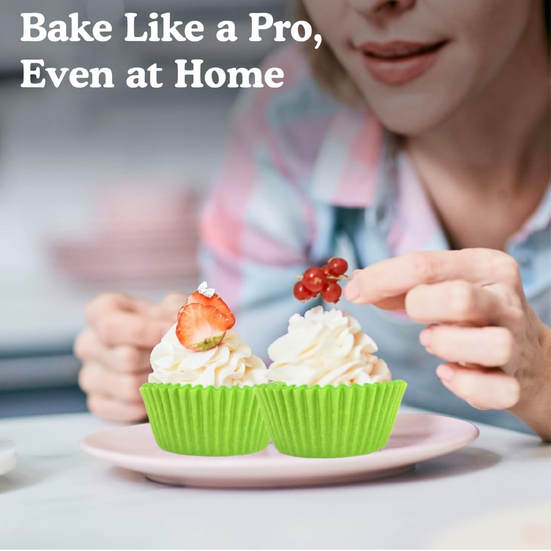 Regency Wraps Greaseproof Professional Grade Baking Cups, Pack of 40, Standard Liners, Lime Solid, for Cupcakes, Muffins, Candy, Non Stick