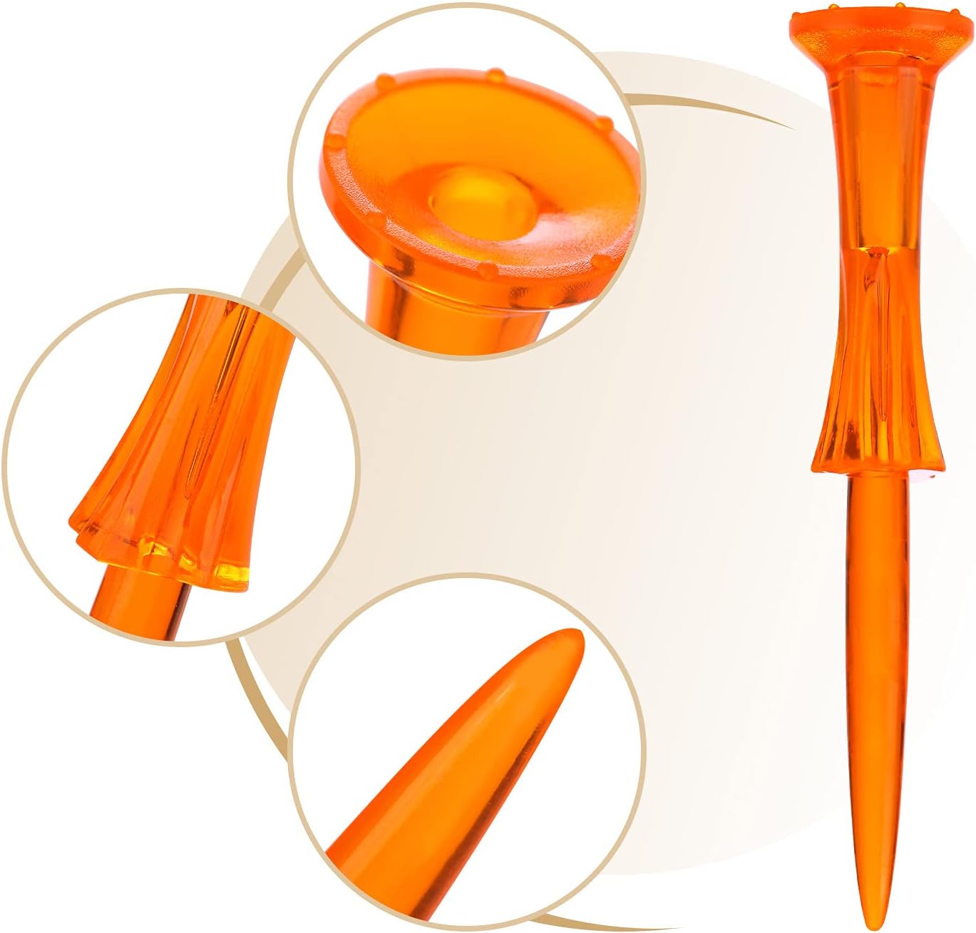 Golf Tees 3-1/4’’ 50 Count Plastic Golf Tees Reduced Friction & Side Spin Professional Unbreakable Golf Tees Durability and Stability Golf Tee