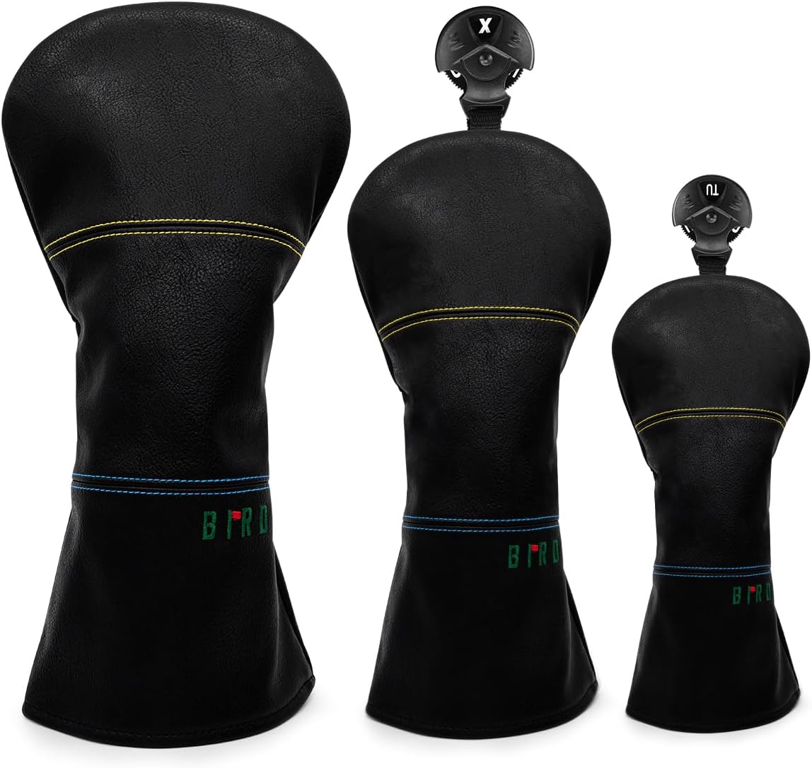 Golf Club Headcover 3 Wood Headcover Birdie Design Magnetic Closure Elegant Embroidery Premium Leather Driver Fairway Wood Hybrid Blade Mallet Putter Cover