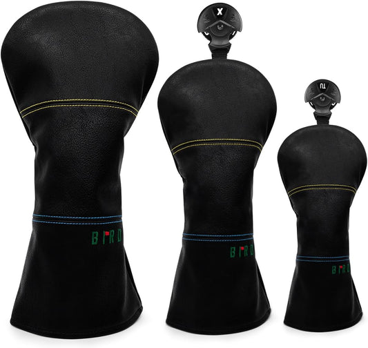 Golf Club Headcover 3 Wood Headcover Birdie Design Magnetic Closure Elegant Embroidery Premium Leather Driver Fairway Wood Hybrid Blade Mallet Putter Cover
