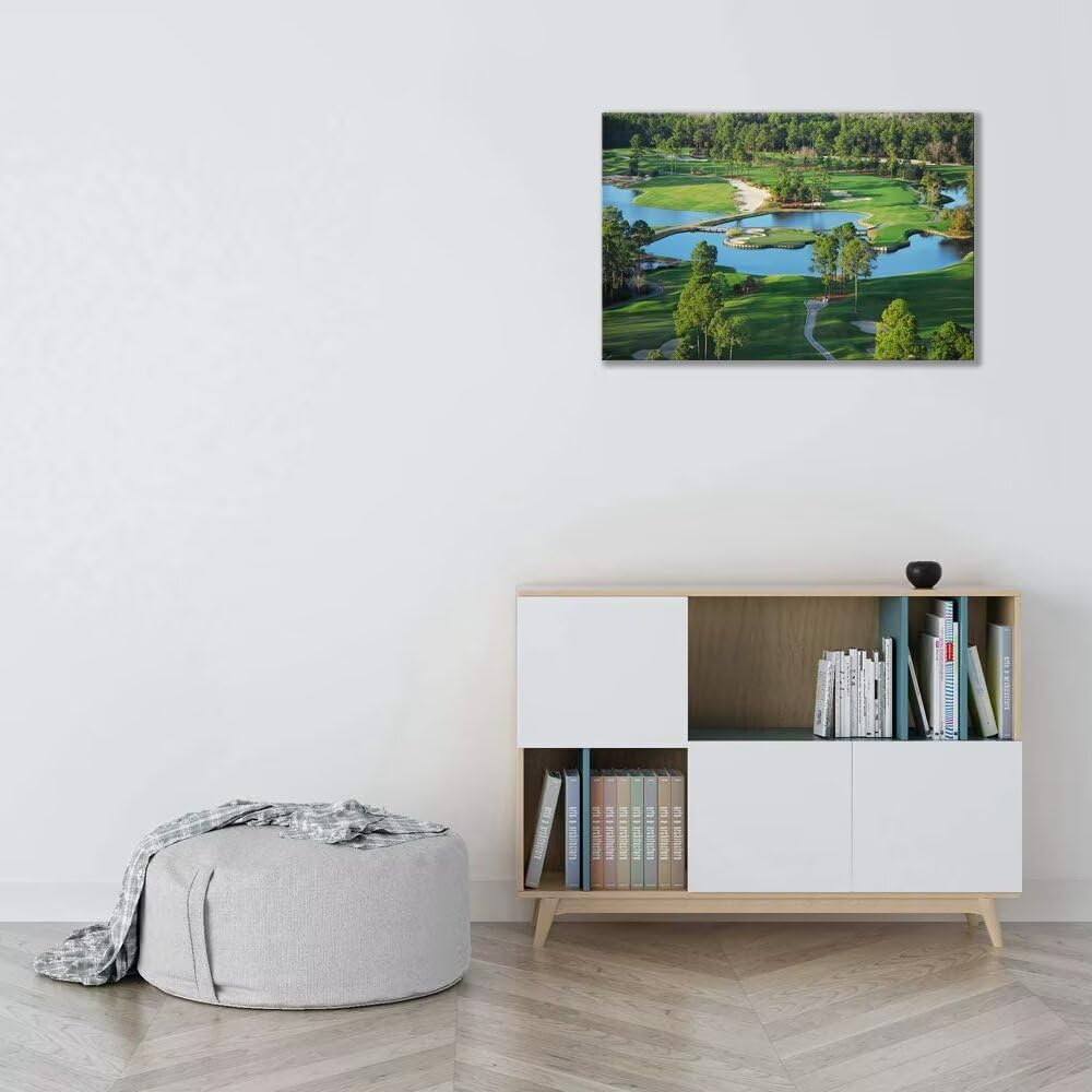 chenchenArt King's North Golf Course Wall Art for Living Room Bedroom Bathroom Home Decorations Myrtle Beach National Club Picture Canvas Prints Modern Artwork Framed Ready to Hang(12''H x 16''W)
