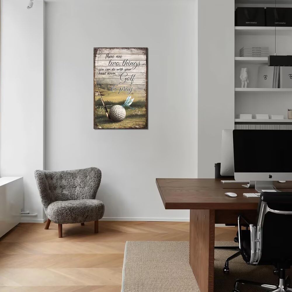 Golf Canvas Wall Art Christian Golf Print Painting Golf Sports Fan Picture Golf Poster Framed Modern Artwork for Living Room Office Club Home Decorations Ready to Hang (24 x 36 inch)