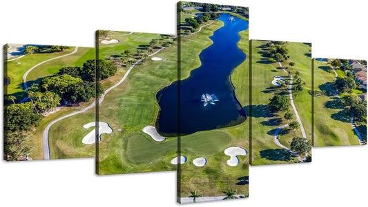 WESTON FL USA Golf Course Canvas Wall Art for Office Golf Course Wall Decor for Living Room Bedroom Bathroom Home Decorations Golf Course Pictures Framed Artwork Ready to Hang(50''W x 24''H)