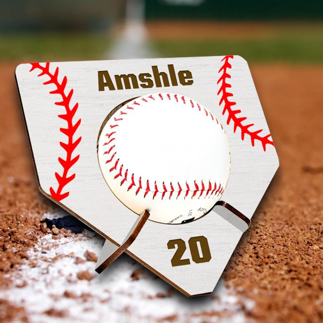 Personalized Home Run Baseball Ball Display Case Wood Softball Storage Stand Baseball Holders for Boy Men Husband Dad's Collection Memorabilia Baseball Display Case Softball Ball Memory Holder